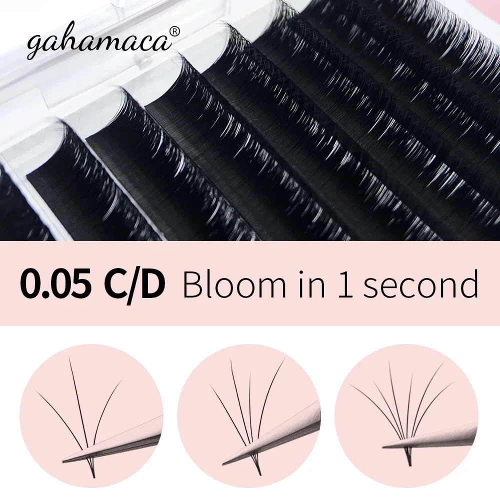 GAHAMACA Easy Fan Lashes Bloom Eyelash Extension Austomatic Flowering Fast Fan Self-Making Premade Volume Lashes Soft Makeup