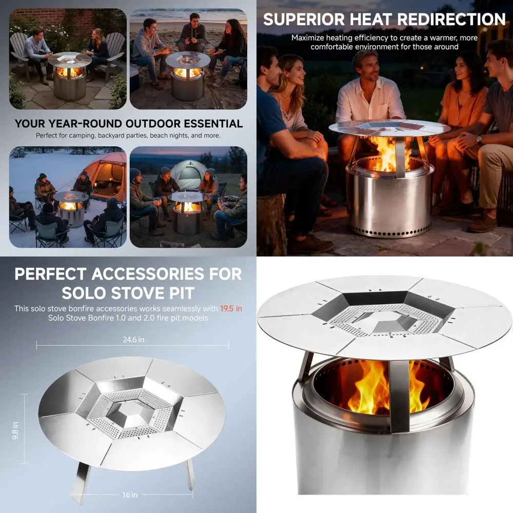 

Теплоотражатель для костровой чаши из нержавеющей стали 304 (19,5 дюйма) с 3 съемными ножками для эффективного распределения тепла