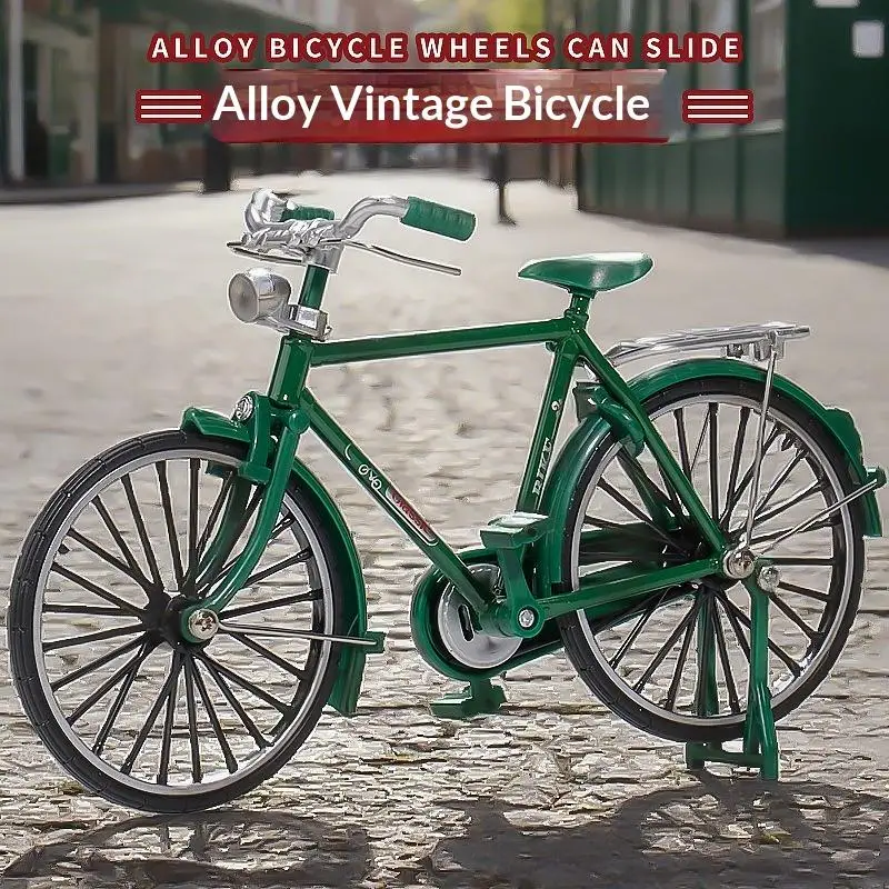 1 Set Simulation Collection Gifts 1:10 Model Mini Retro Alloy Bicycle Diecast Mountain Metal Bike With Inflation Pump Toys