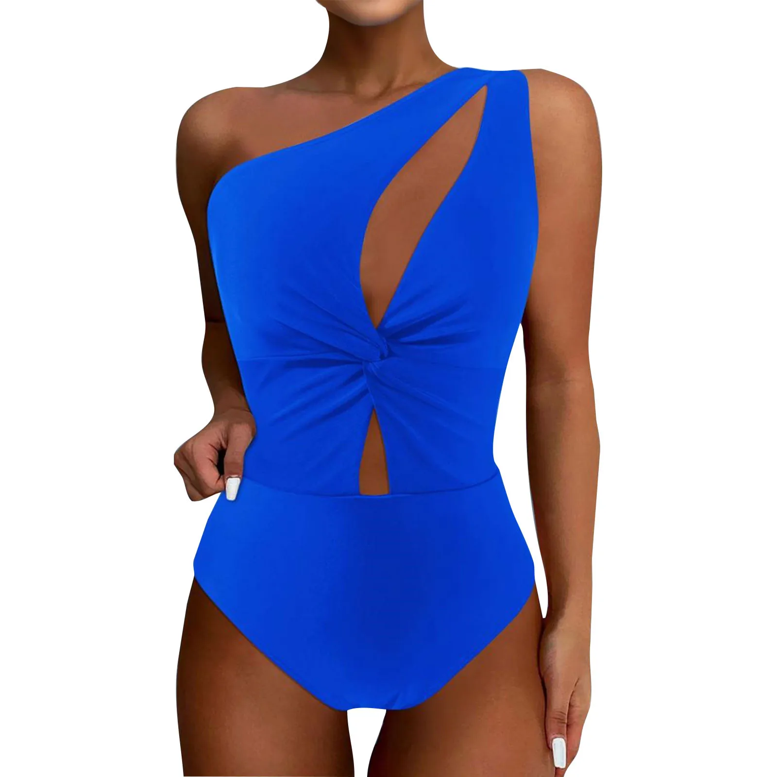 Sexy Women Swimwear Asymmetric Cut Out One Shoulder One Piece Swimsuit Female Solid Color Monokini Bather Bathing Suit Swim