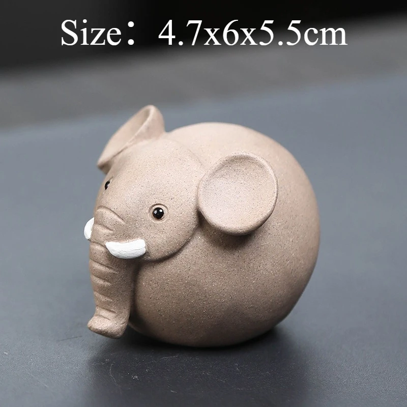 1 PC Purple Clay Round Elephant Tea Pet Ornament Creative Lucky Elephant Figurine Table Tea Set Accessory Home Decoration Gift
