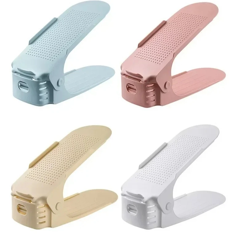 10Pcs  Double Deck Rack Holder For Closet Organization Hot Shoe Stacker Adjustable Shoe Slots Organizer Shoes Slots Space Saver