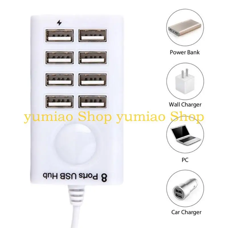 587B 8 Port USB 2.0 Hub, Quick Data Transfer up to 480Mbps, Extended 100CM Cable for Flexible Connectivitys
