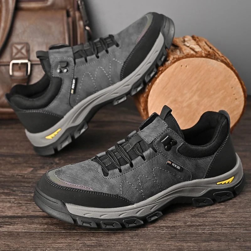 Genuine Leather Men's Hiking Shoes Anti-Skid Wear-resistant Hunting Tactical Sneakers Women Trekking Mountain Shoes