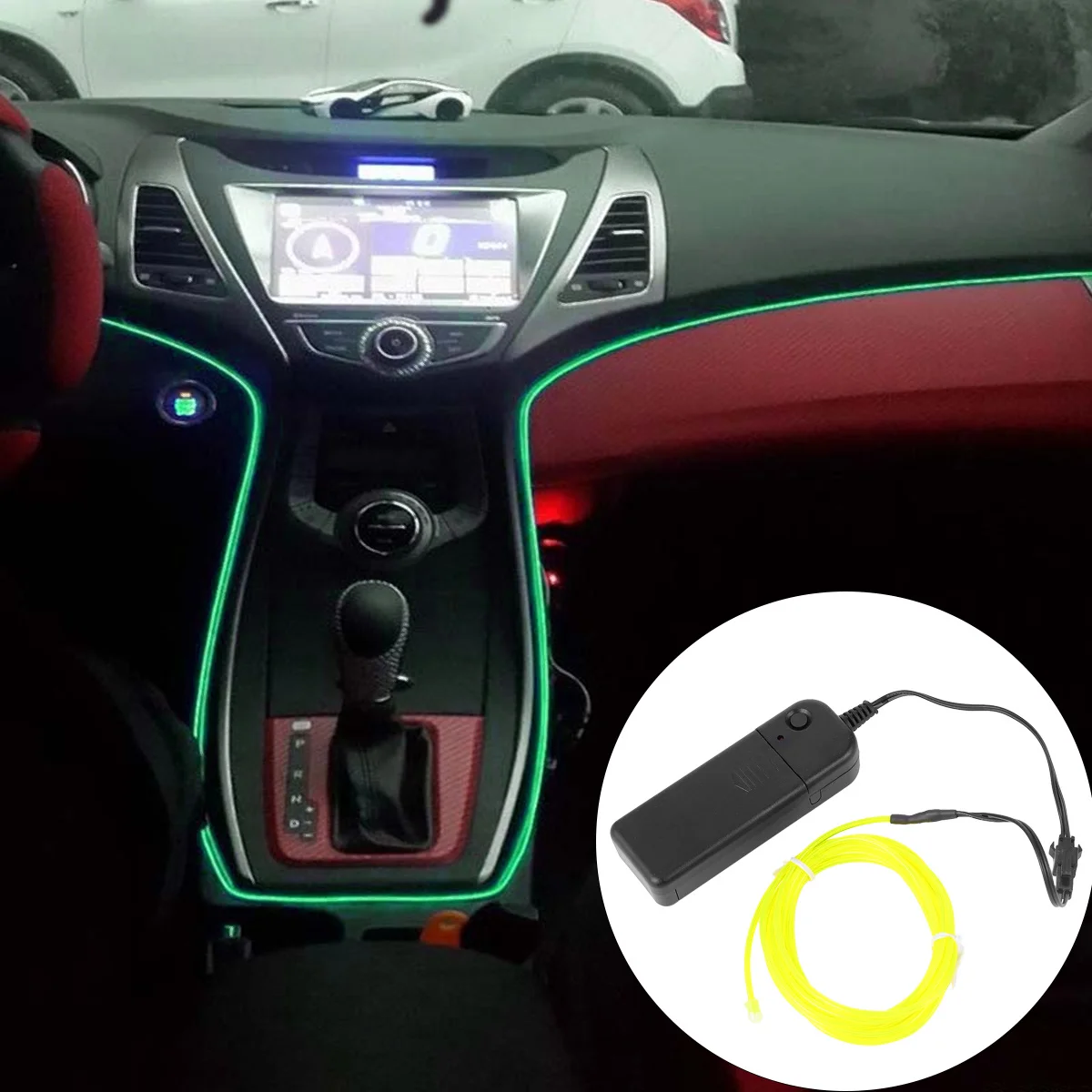 2 متر متوهجة سلك كهربائي كابل خفيف مرن كوتابل 4 طرق El قطاع لجميع القديسين عيد الميلاد تأثيري خيمة الدراجة بار #3