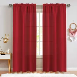 2PCS, Solid Color Simple Rod Pocket Light Filtering Curtains, Suitable For Living Room, Office Home , Bedroom Decoration