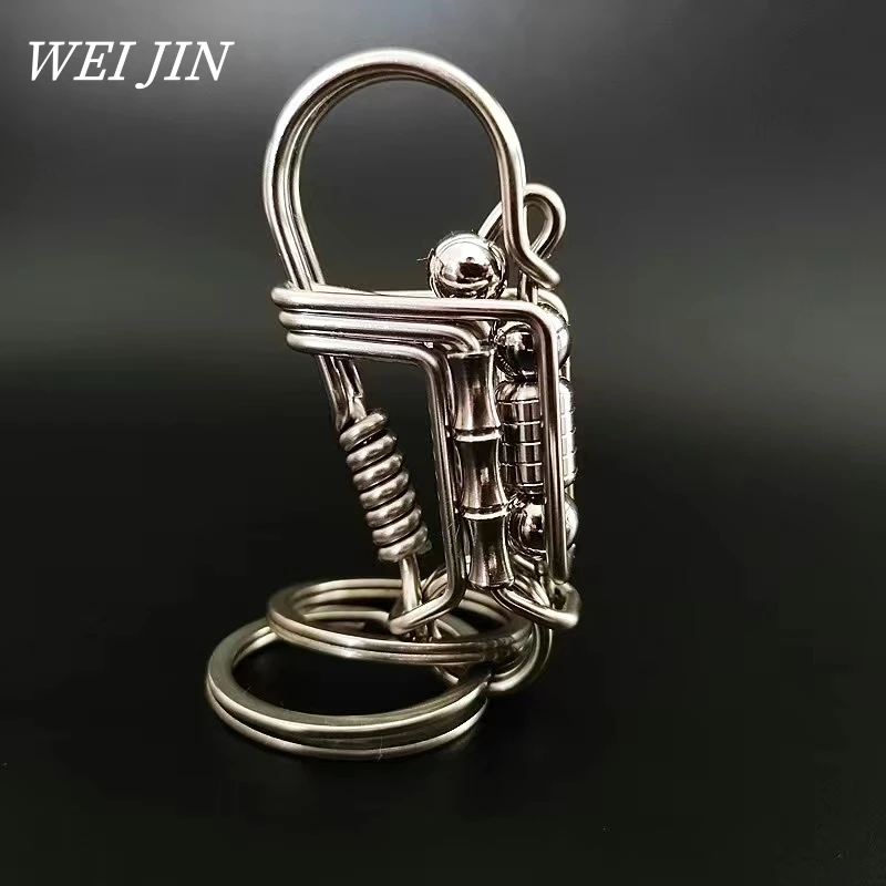 

Stainless Steel Handicraft Keychains ,Bamboo Multi Steel Bead Hook Buckle Car Keyring,Mechanical Style Men Festival Gift Trinket