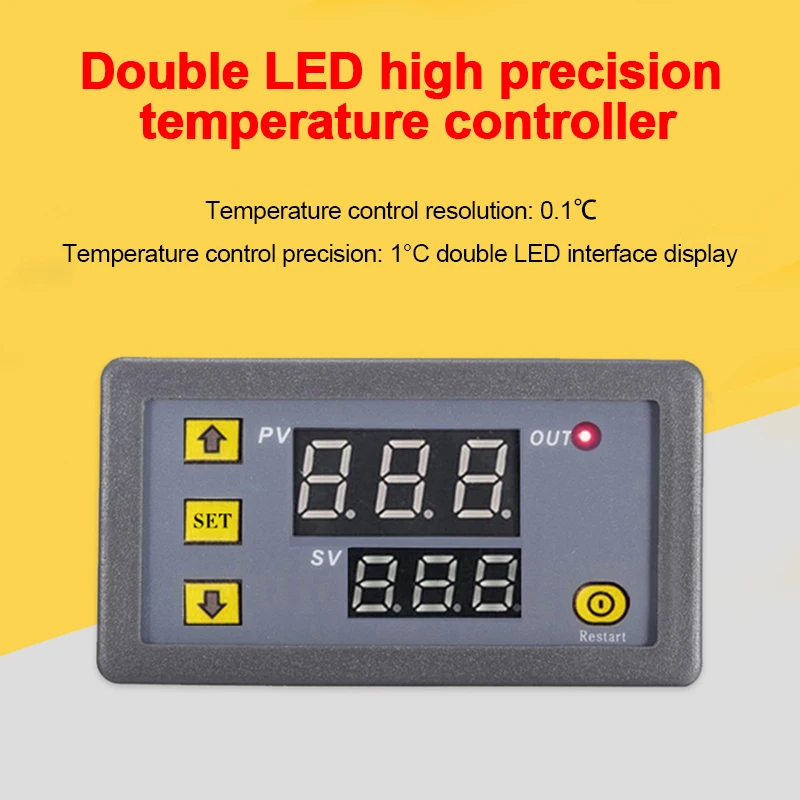 W3230 Digital Thermostat 12V 24V AC110-220V Microcomputer Temperature Controller LED Display Heat/Cooling Control Instrument