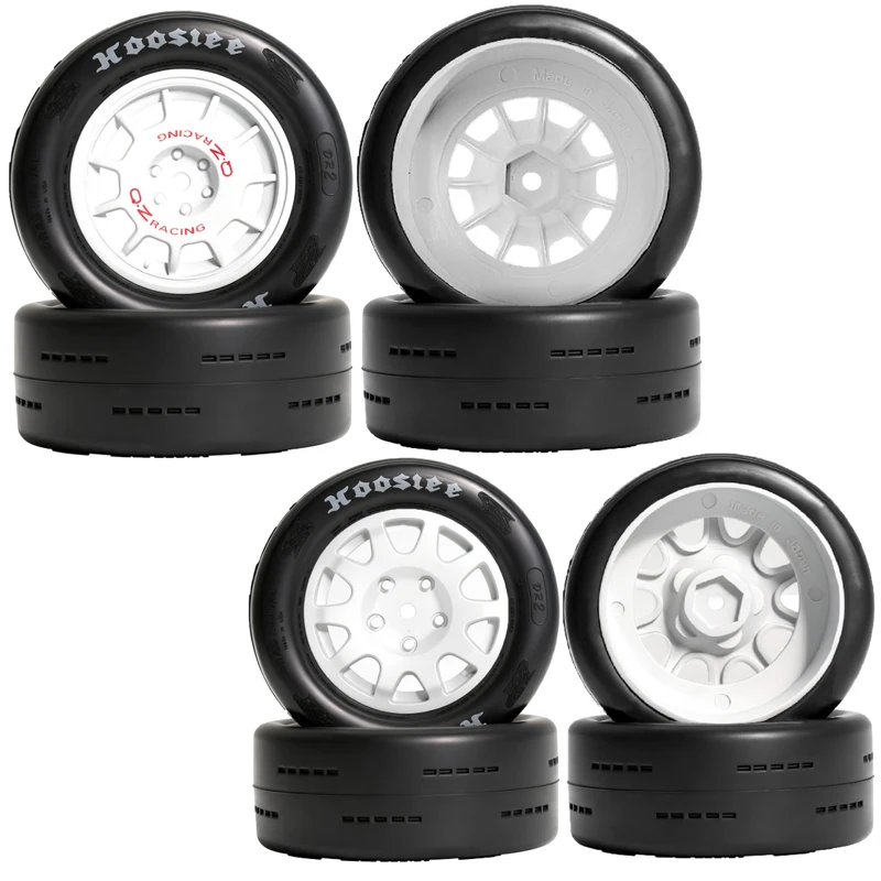 4Pcs RC Wheel & Tire Combo for 1/8 1/9 HPI WR8 & Carisma Rally Cars Fits Ford GM Business Models
