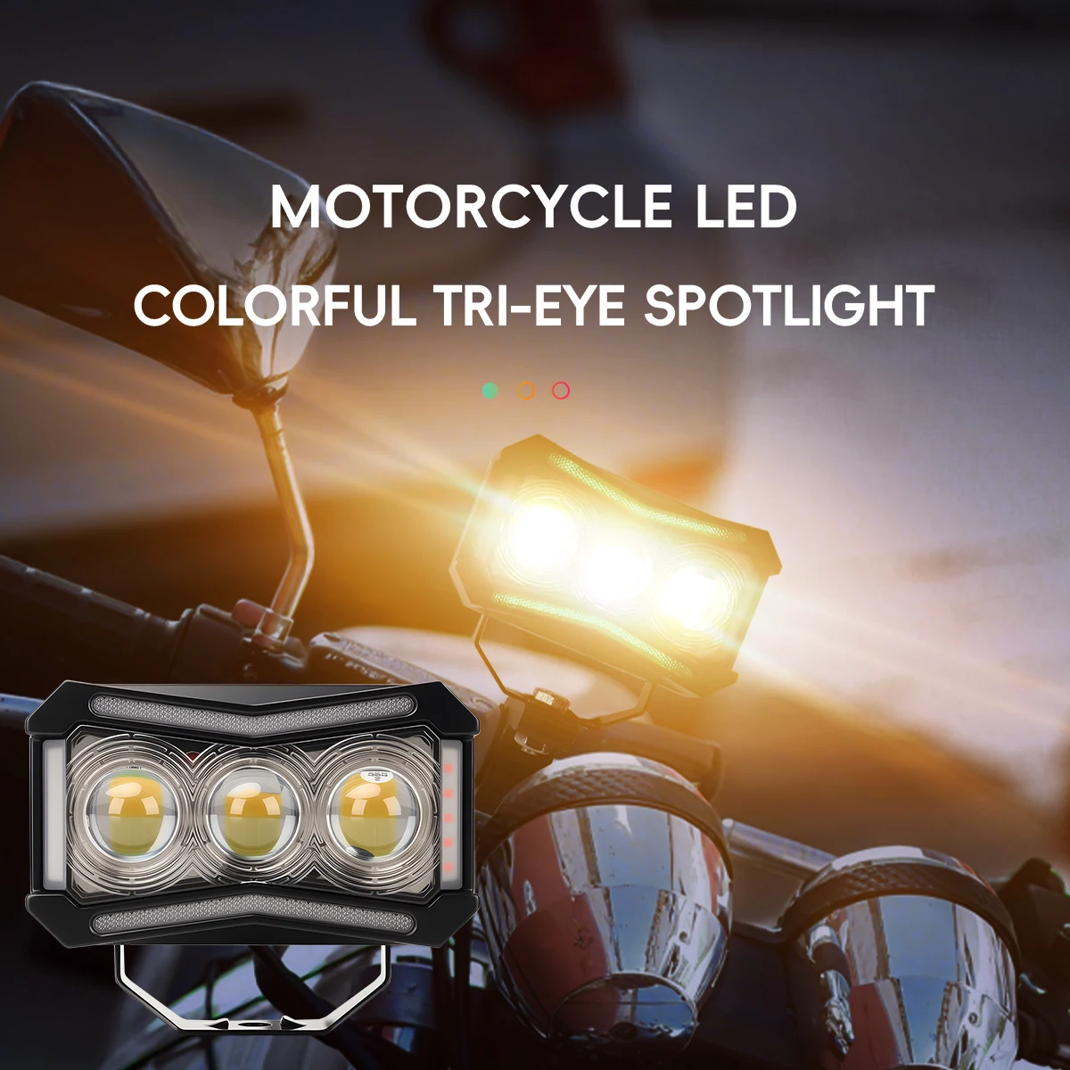 1/2PCS Motorcycle LED Spotlight 30W 12V-18V RGB Color Warning Flash Strobe Dynamic Hi/Lo Beam Light for Motorcycle Accessories
