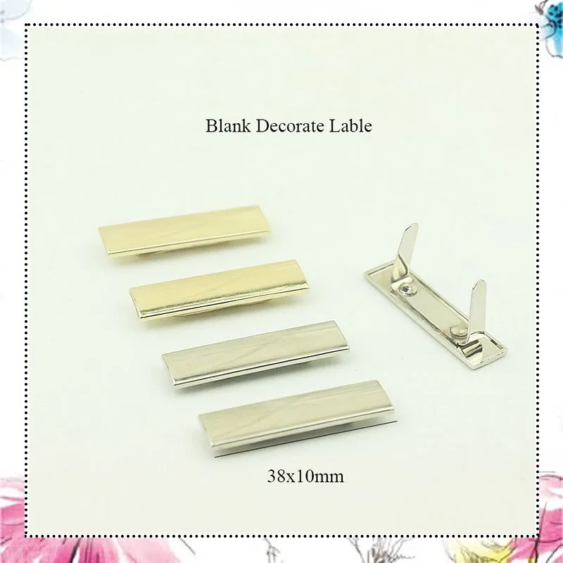 30Pcs 10x38mm Metal Bag Blank Label Customize Logo Decorative Tag Buckle for Shoes Purse Handbag DIY Hardware Sewing Accessories