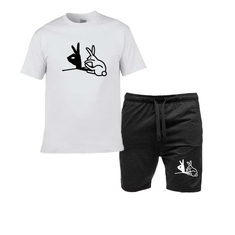 

Men's Fashion and Leisure Top Quality 100% Cotton Cool and Fun Design Printed T-shirt Loose Summer T-shirt Set