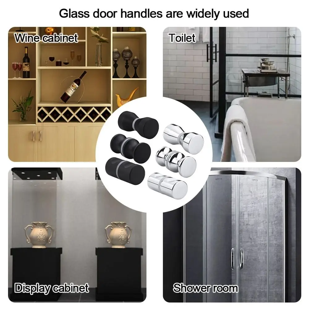 Useful Kitchen Bathroom Back-to-Back Glass Door Knob Wardrobe Pulls Cabinet Handle Shower Door Handle