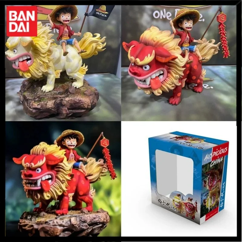 ใหม่14ซม. รูปปั้นอะนิเมะหนึ่งชิ้น Bandai, ตุ๊กตาลูฟี่ขี่สิงโตโมเดลแอคชั่นพีวีซีตั้งโต๊ะทำด้วยมือของประดับตกแต่งของเล่นของขวัญ