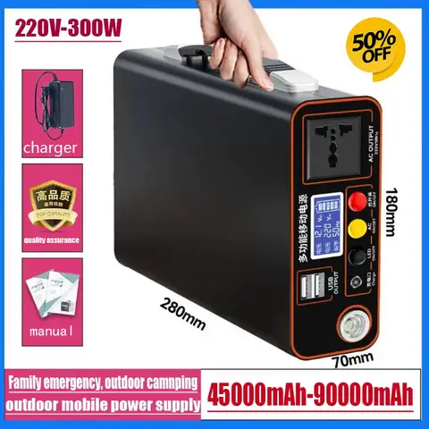 Neue Outdoor Camping Tragbare 220V 300W Power Bank 90Ah Led-anzeige Hause Notfall Camping Power System Lade Generator backup