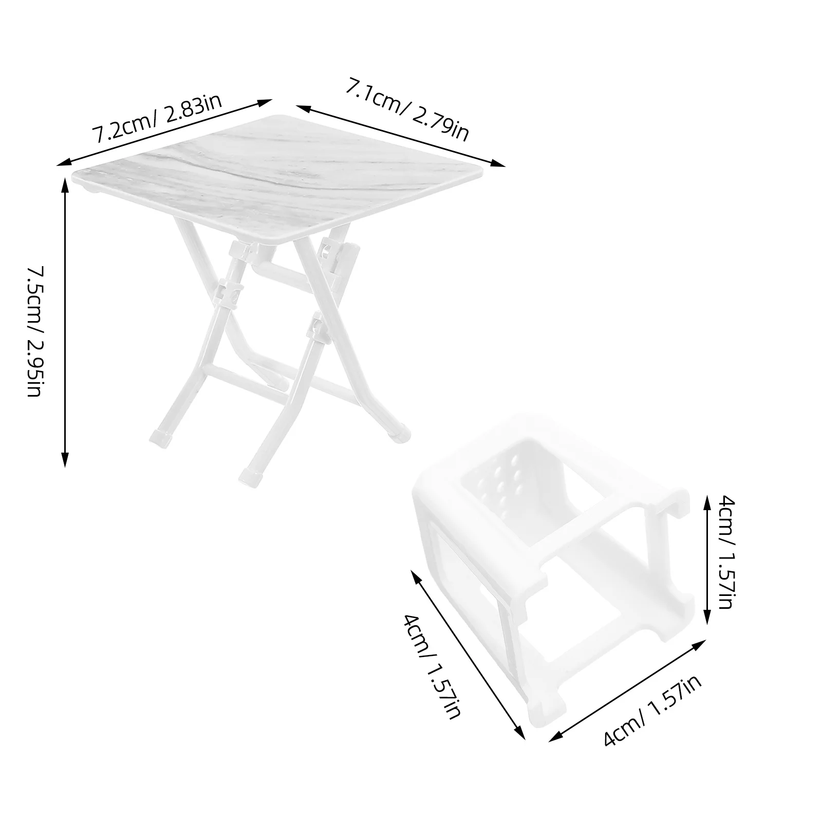 1Set Miniatur-Tisch-Stühle-Set, leicht, kompaktes Design für Reisen, Puppenhaus-Dekoration, Puppenhaus-Miniaturmöbel