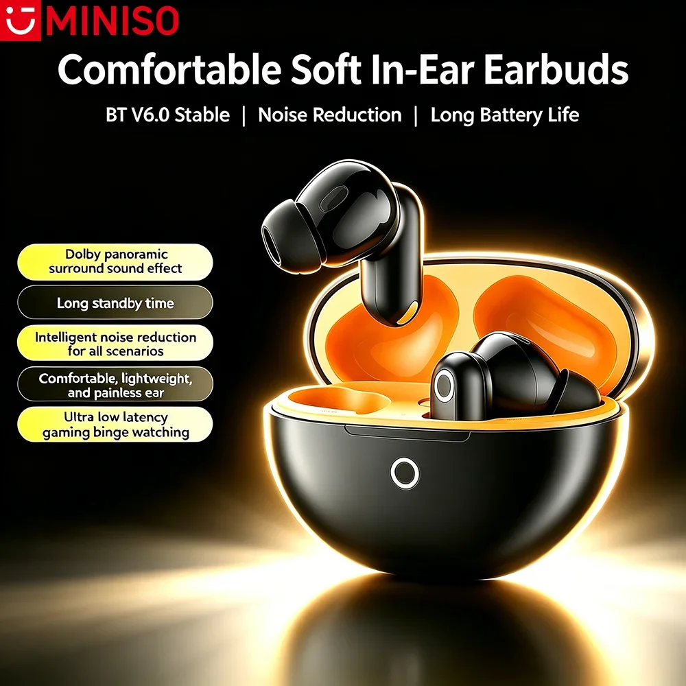 MINISO MS122 Kabellose Bluetooth-Kopfhörer, stabile Verbindung, Kopfhörer mit Mikrofon, Geräuschunterdrückung, lange Akkulaufzeit