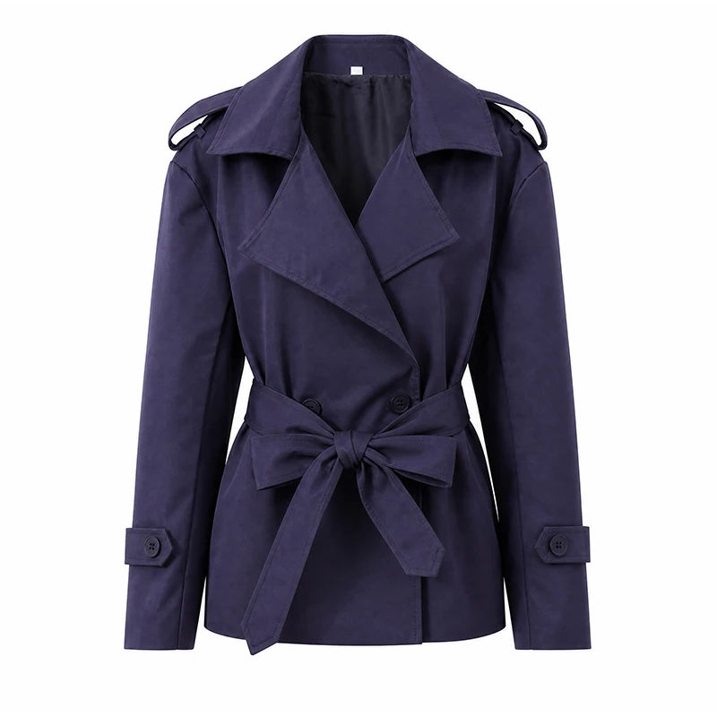 Solid Laepl Lace Up Trench Coat Women Fashion Full Sleeve Waist Cinching Short Windbreak 2026 New Autumn Office Commute Outwear 21 S85e5fa35b2d44c3498de8ec7af8a42ce2
