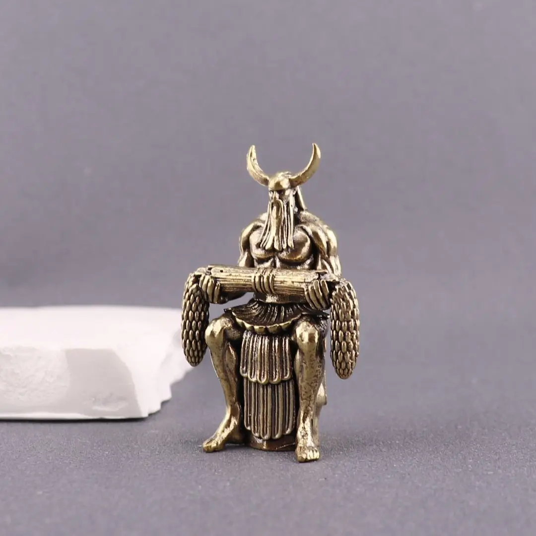 Creative Copper Emperor Yan of Shennong Vintage Brass Craft Metal Figurine Model Desktop Decorative Tea Pet Ornaments