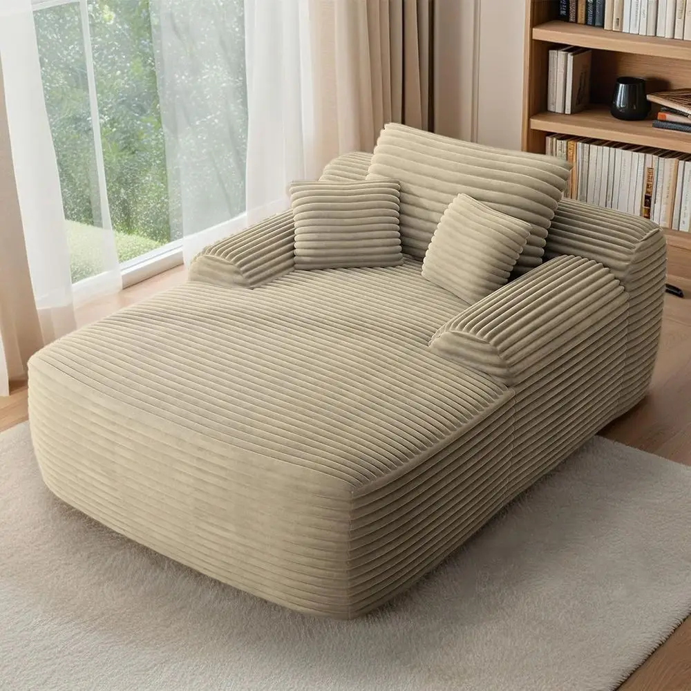 

Шезлонг 67 дюймов для дома, бежевый плюшевый вельветовый диван-облако, очень большая кровать-софа для спальни или гостиной, Comy BonelReadi