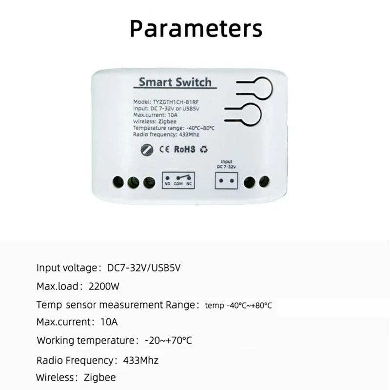 Interruptor inteligente zigbee A73E-Tuya com sensor de temperatura, contato seco passivo, relé zigbee, funciona com assistente doméstico