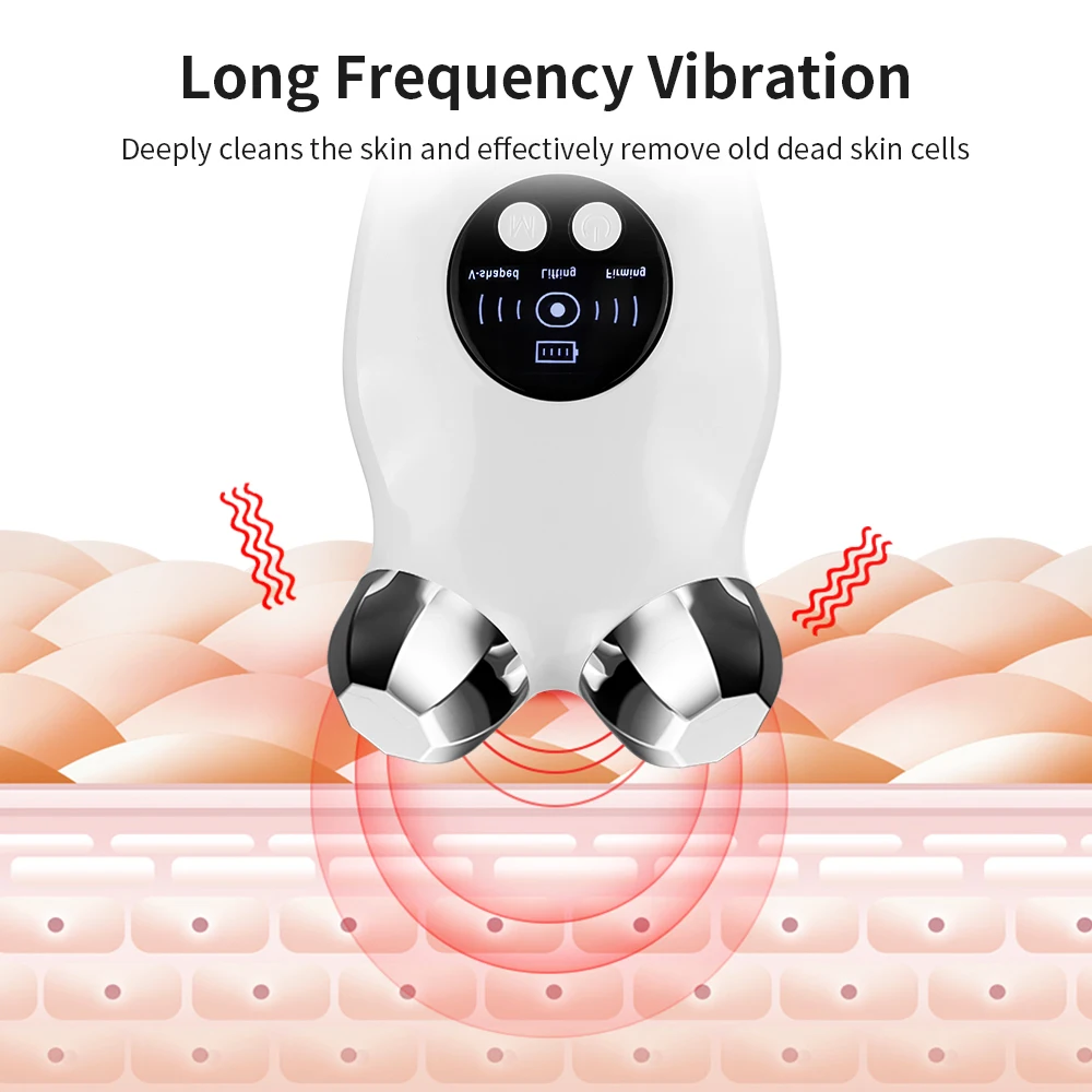 Mikrostrom-Schönheits gerät elektrische V Gesicht Instrument Firmen und hebt Haut 45 ℃ warme Kompresse Facelift ing Rolloer Massage-Tool