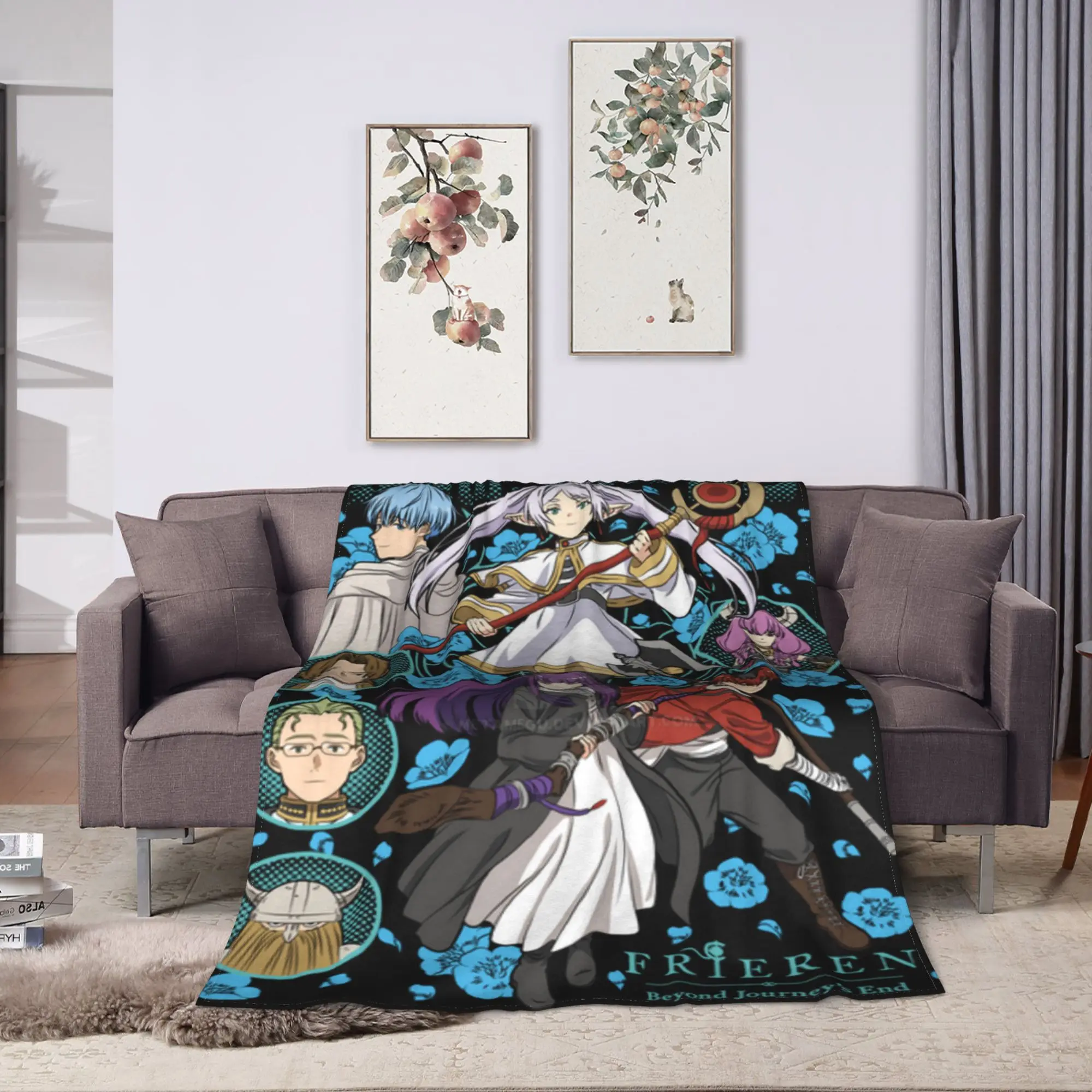 Frieren Beyond Journey's End Blankets Quality Super Warm  Throw Blanket Winter Airplane Travel Bedroom Pattern Bedspread