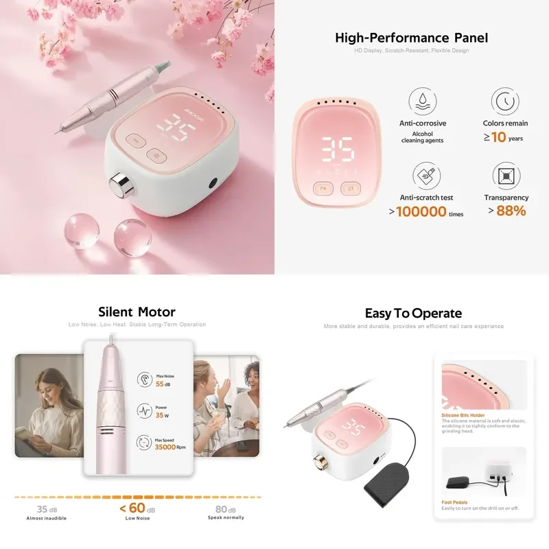 

【CHIMU HOME】Professional 35000RPM Electric Nail Drill E-file Metal Handpiece Desktop Manicure Sander