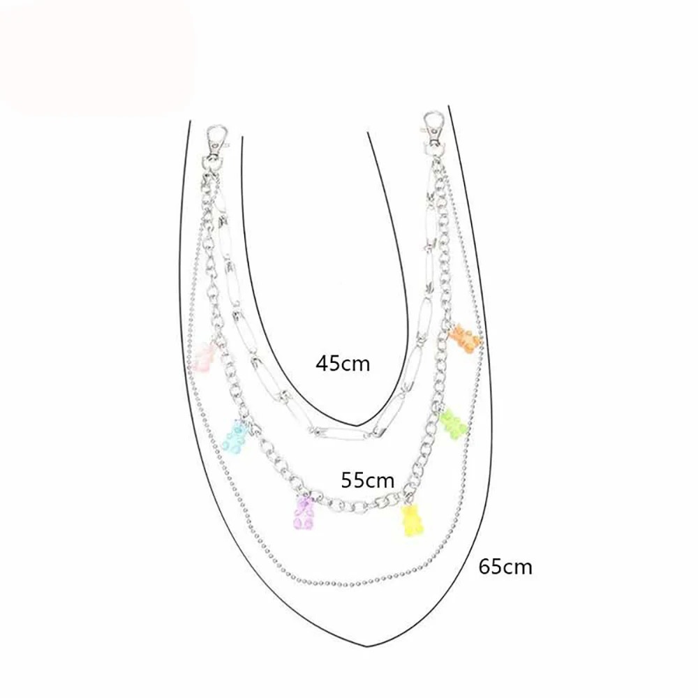 학생 힙합 여성 보호 스타일 베어 웨이스트 체인, 쥬얼리 선물, 청바지 체인, 벨트 체인, 개성 패션