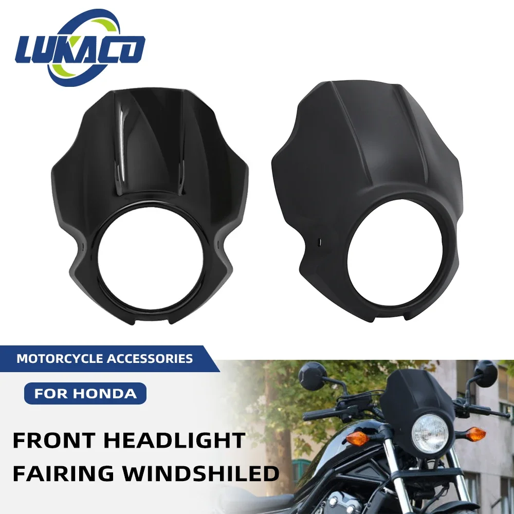 

Motorcycle Windshiled Cover Front Headlight Fairing Motor Black Head Light Protector For Honda Rebel CMX 300 CMX 500 2017-2023