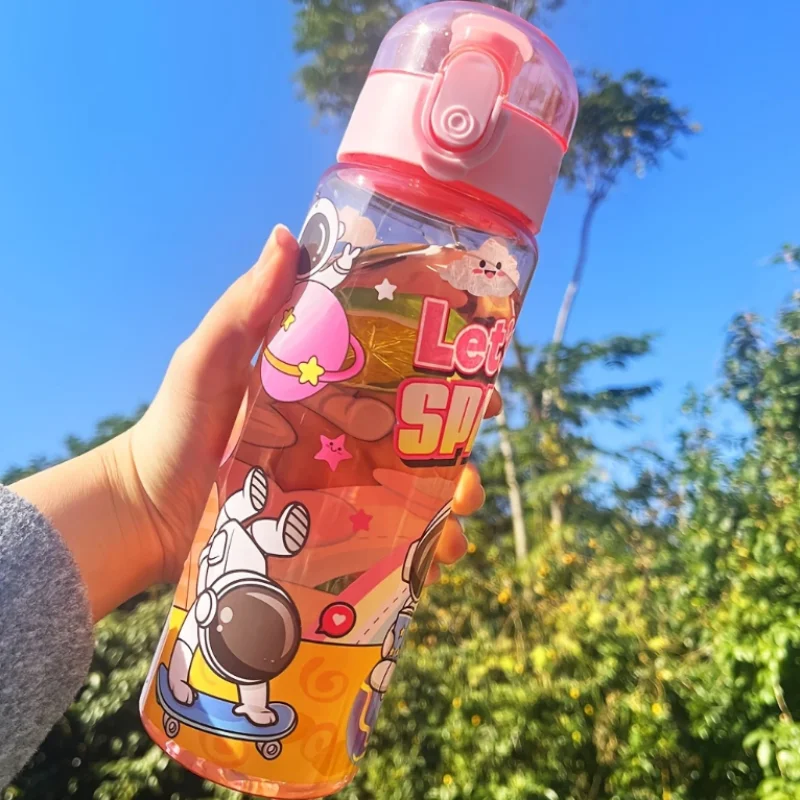 780ML Cute Cartoon Motorcycle Sports Water Bottle Comes with sealed, bouncy lid and carrying strap. Ideal for outdoor activities