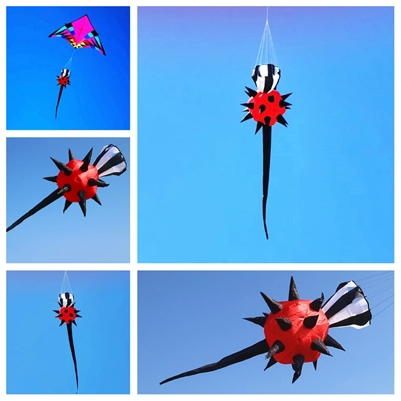 

free shipping 3d kites windsocks Prick ball kites flying toys for kids kite professional wind kite large kite tails rainbow kite