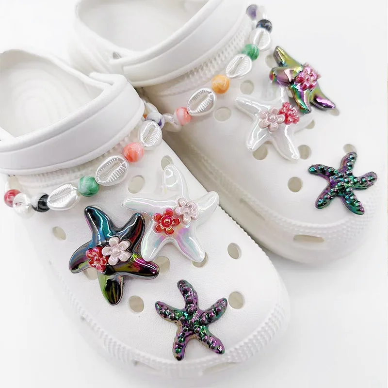 Whole Set DIY Shoe Charms for Sandals Cute Starfish Pearl Chain Garden Shoe Buckle Lovely All-match Shoe Accessories Fashion New