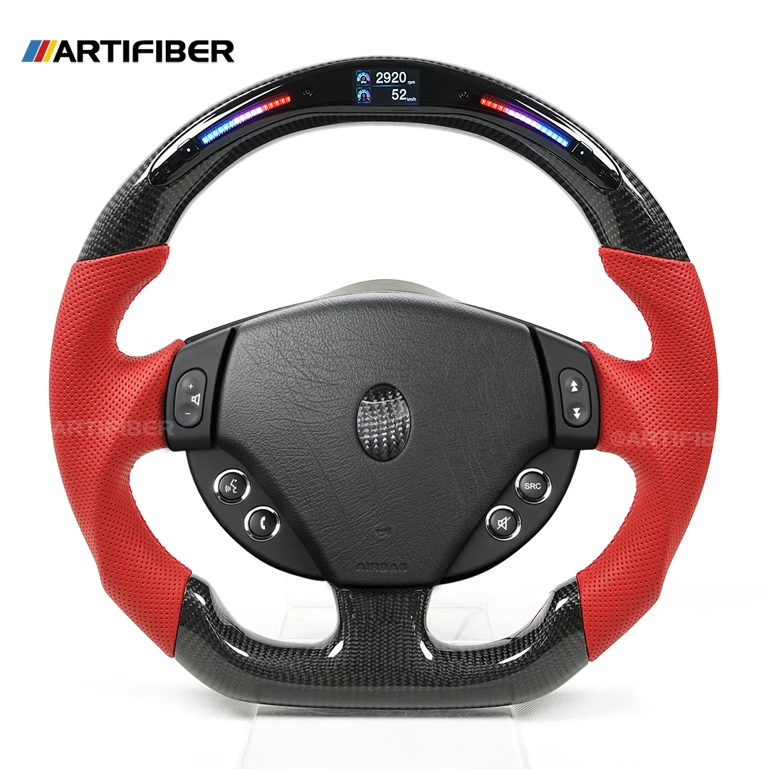 

Для Maserati индивидуальный 100% настоящее углеродное волокно Galaxy Pro светодиодный руль перфорированный кожаный руль