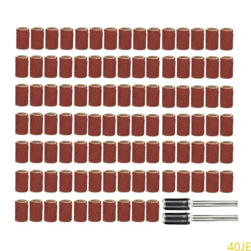 

40JE 100Pcs Sanding Drums with 2Pcs Drum Mandrels Grinding Head Set for Rotary
