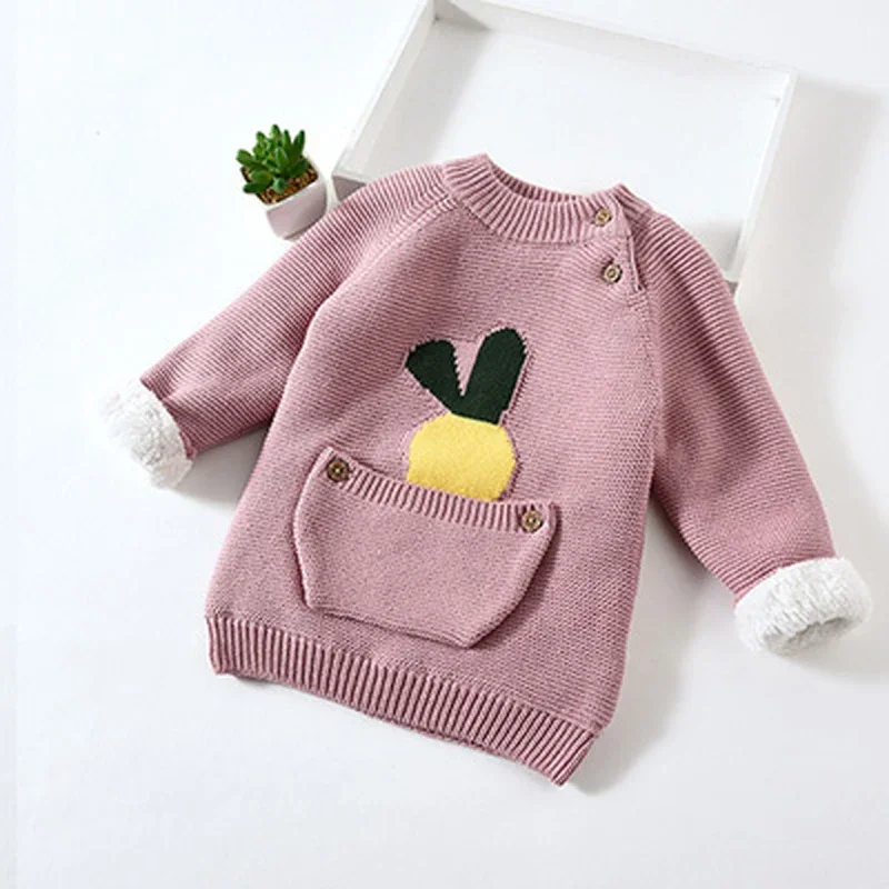 IENENS Baby Boys Girls Warm Sweaters Clothes Toddler Infant Sweater Coats Children Cartoon Thicken Tops Wool Pullovers Clothing