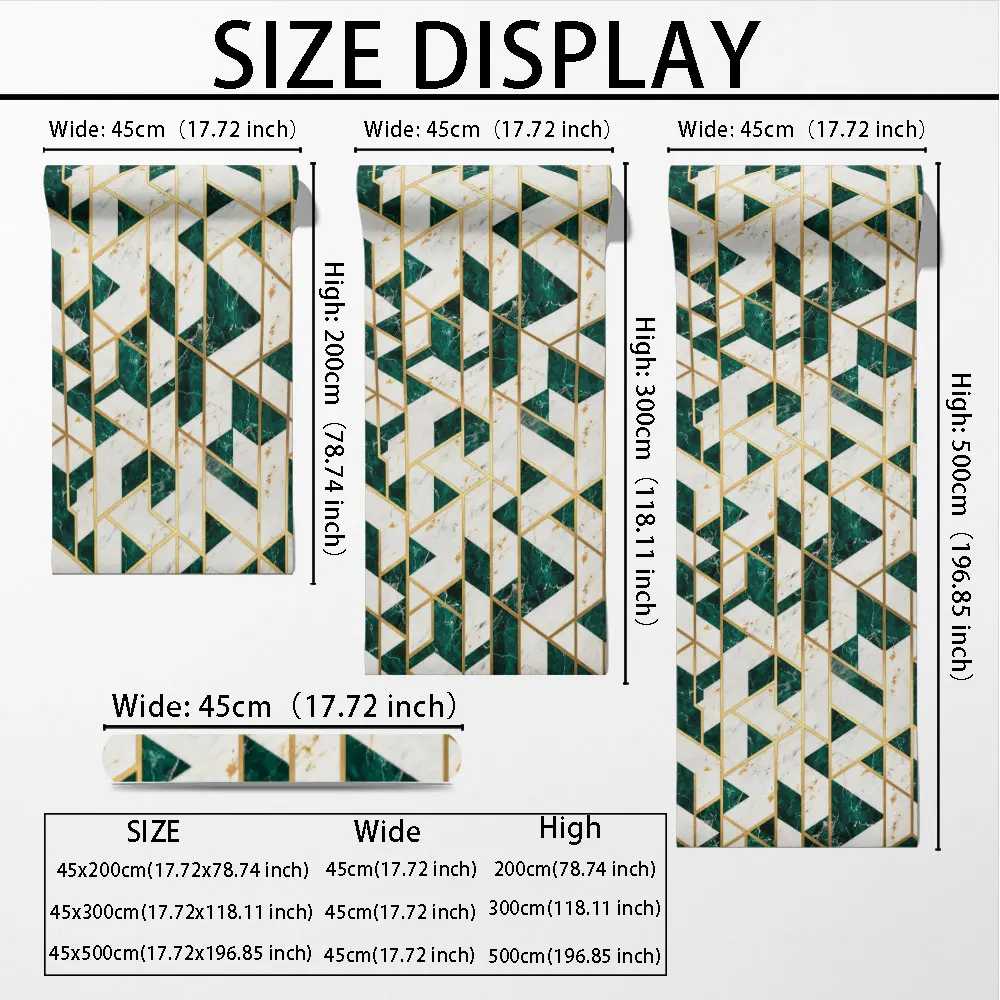 1 Roll Geometric Style Imitation Ceramic Tiles Print Self-adhesive Circular Wallpaper Living Room Bedroom Cabinet Stickers