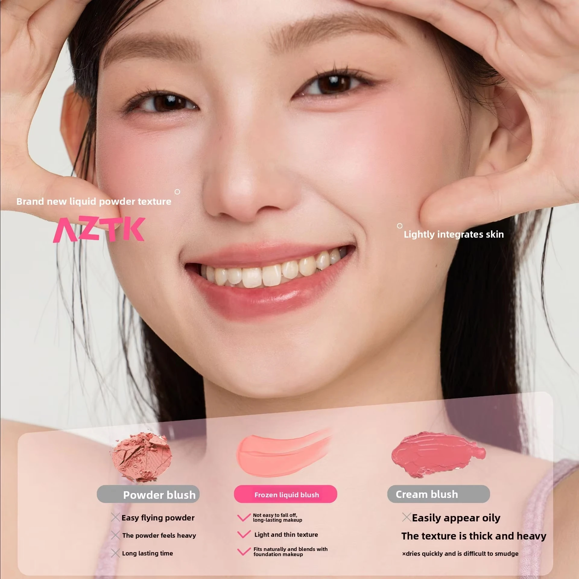 AZTK Fard liquido Jelly Color Cinese Fard Trucco JC04 Illumina il viso Nude Rosa Viola Tinta opaca Espande contratta Guancia