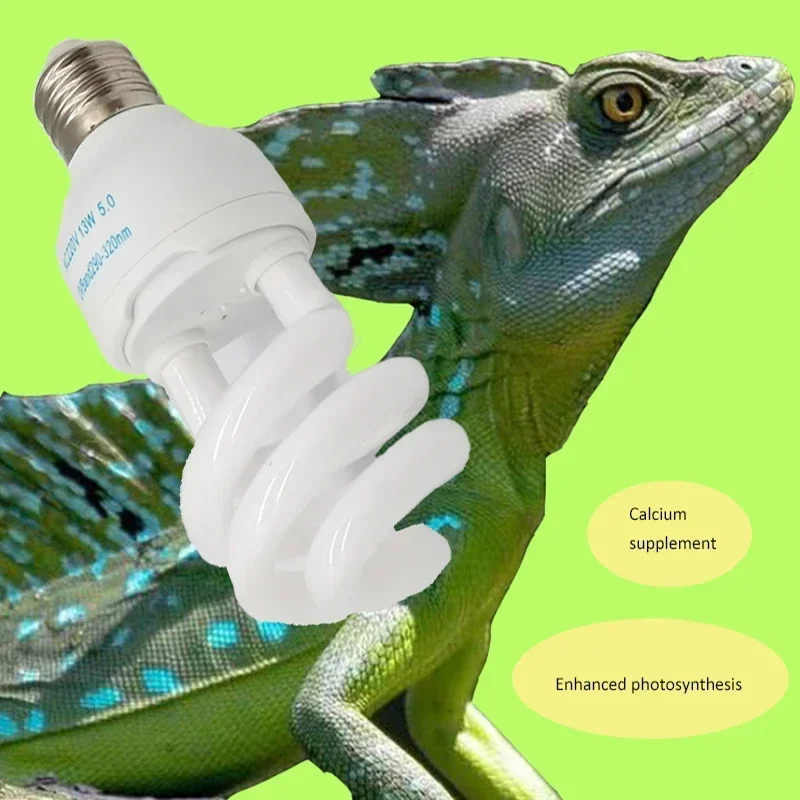 Lámpara de suplemento de calcio para tortugas y anfibios, UVB5.0, 10,0, 110v-220v, 13W, 26W, Bombilla UV E27, ahorro de energía para reptiles