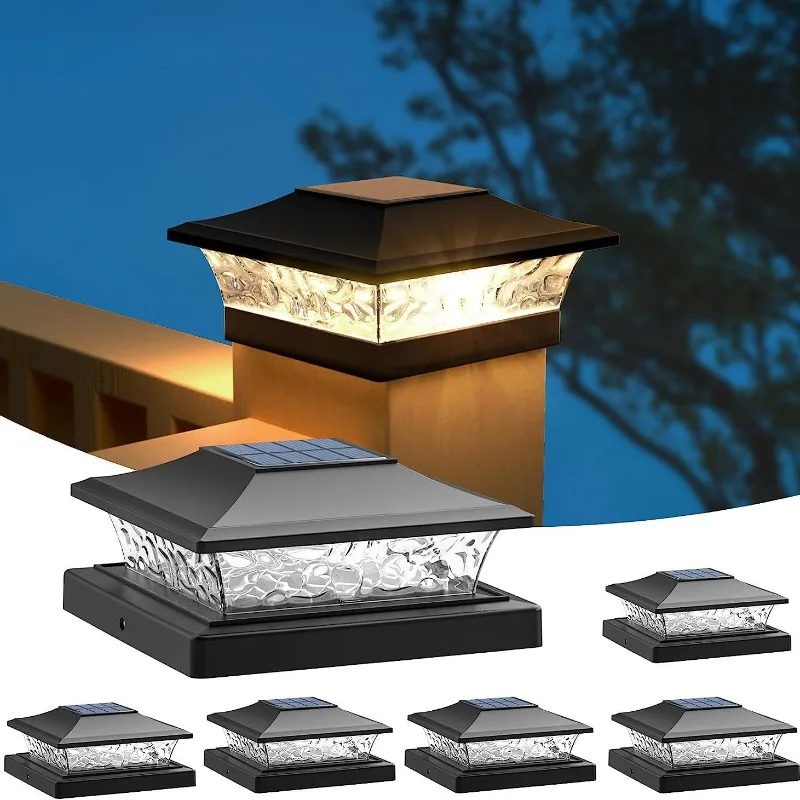 5.5in Solar Post Cap Light, Waterproof Outdoor Pillar Lamp for Garden Yard Deck Fence