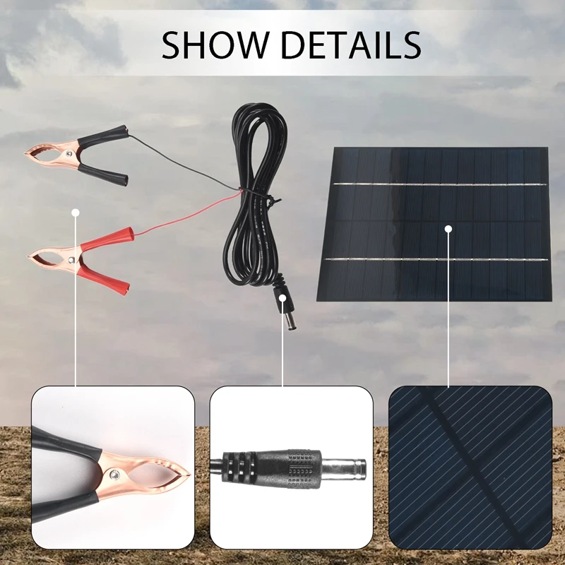 5.5W 12V Solar Panel Battery Charger Board Waterproof Polycrystalline Plate Outdoor Emergency Charging Board For Boat Car Motorc