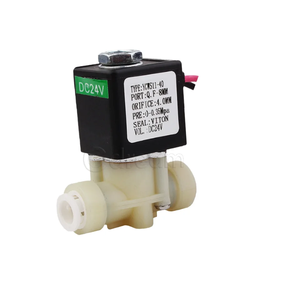 Picture 3: Normally Closed Plastic Water Solenoid Valve DC24V, 8mm Quick Fitting, Viton Seal for Dental Distiller Autoclave