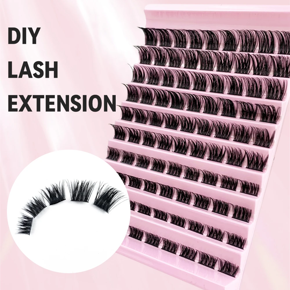 Cluster Lashes Extension Wholesale DIY D Curl Natural Look Fluffy Mixed Length Segmented Eyelashes 90 Pcs Individual Make Up