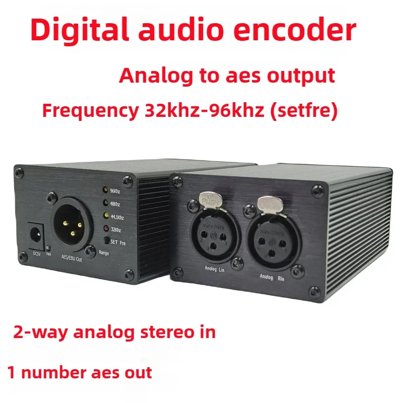 AES/EBU Analog-to-digital Audio Converter, Digital Audio Encoder, Balanced Stereo Adjustable Output