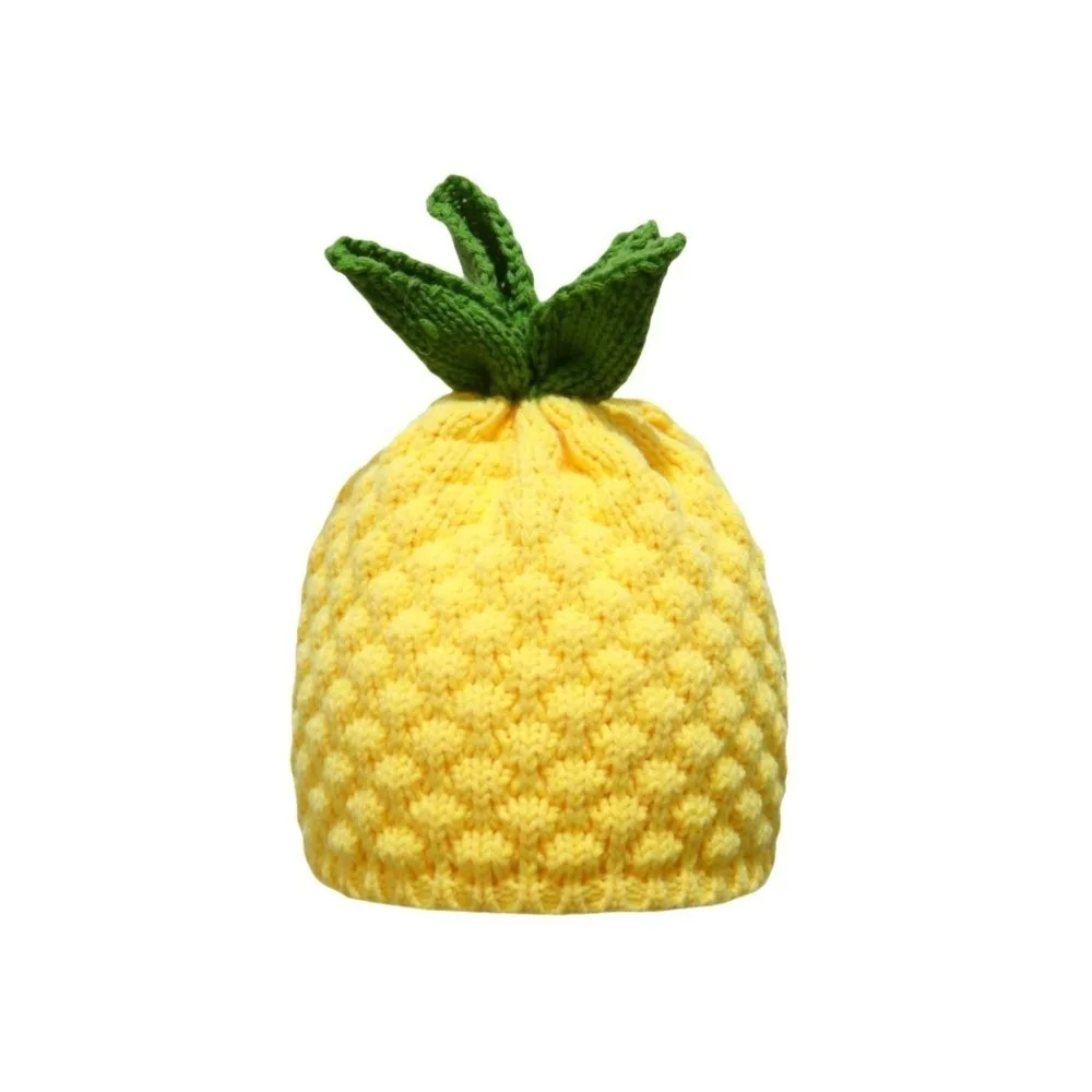 

Lemon Creative Knitted Fruit Hat Warm Playful Strawberry Pullover Cap Handmade Thick Pineapple Beanie Cycling