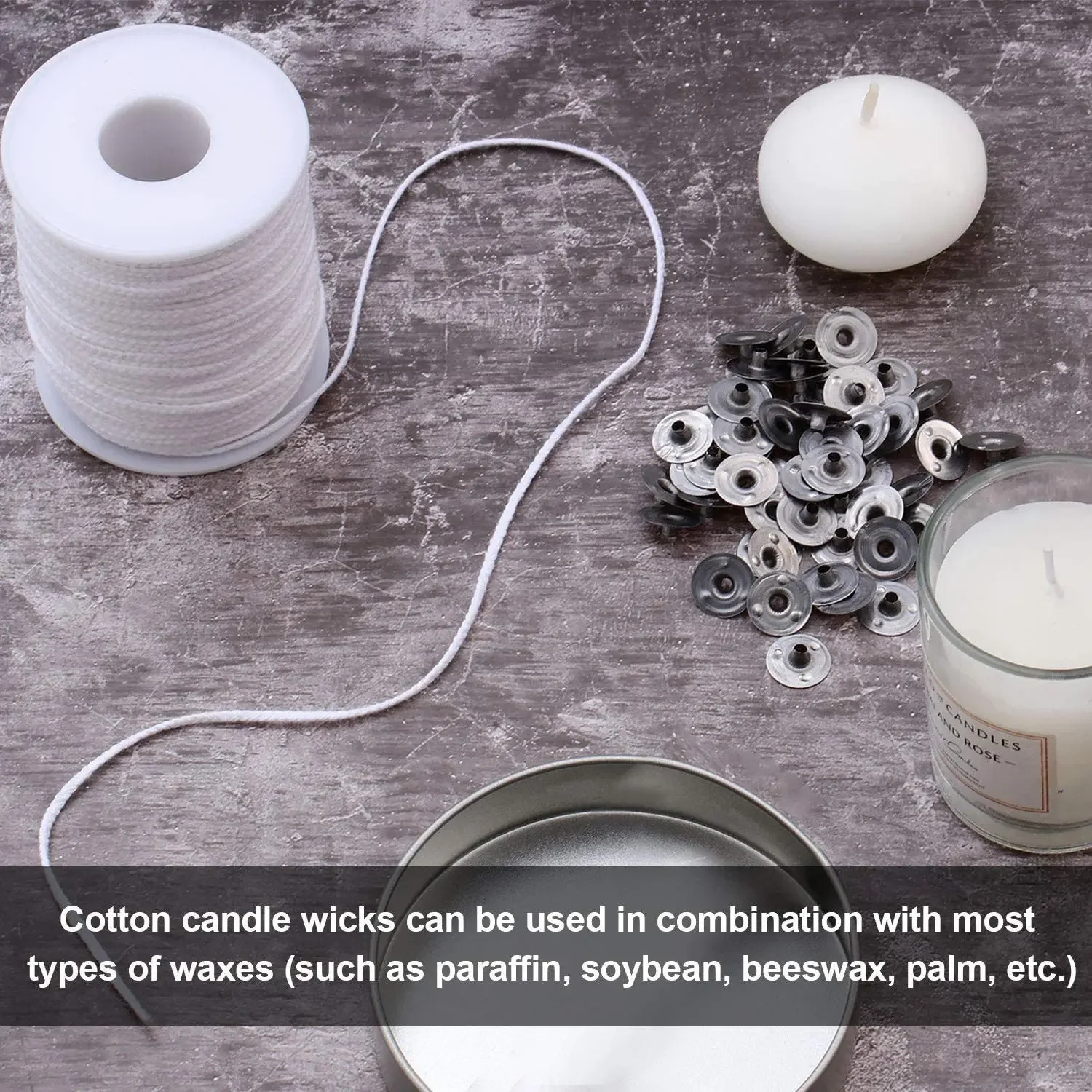 Candle Waxed Thread 61m White Candle Wick Cotton Candle Woven Wick DIY Handmade Candle Making Supplies Craft Rope Spool