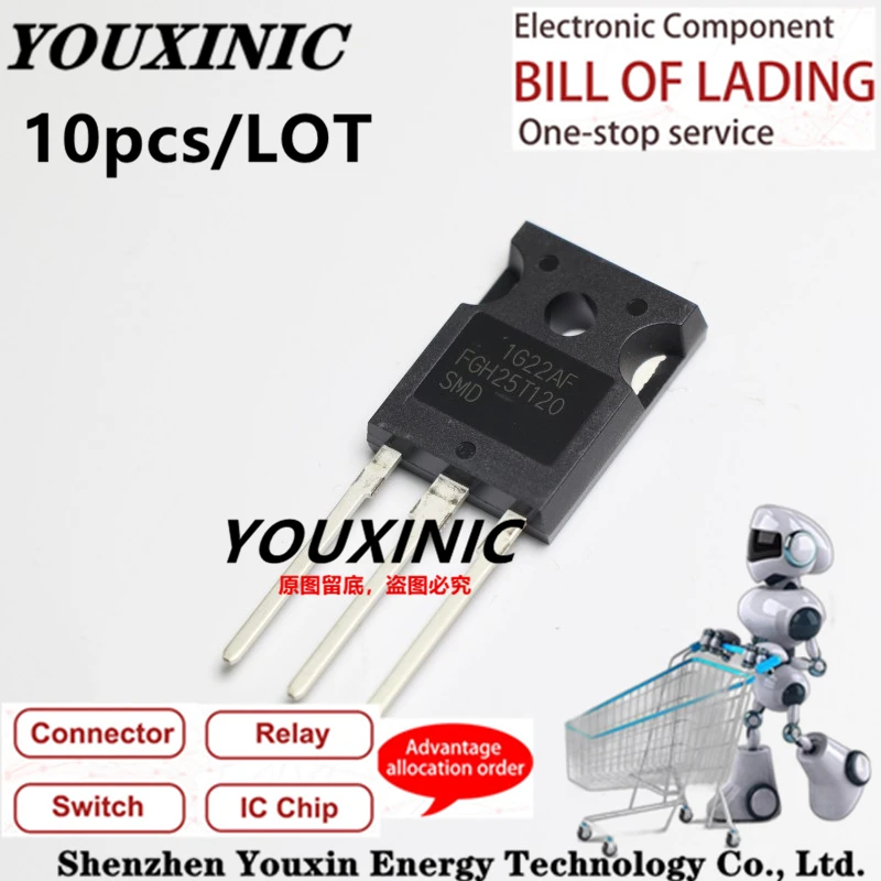 

YOUXINIC 2018+ 100% New Imported Original FGH25T120SMD FGH25T120 TO-247 High Power IGBT Single Tube 1200V 25A