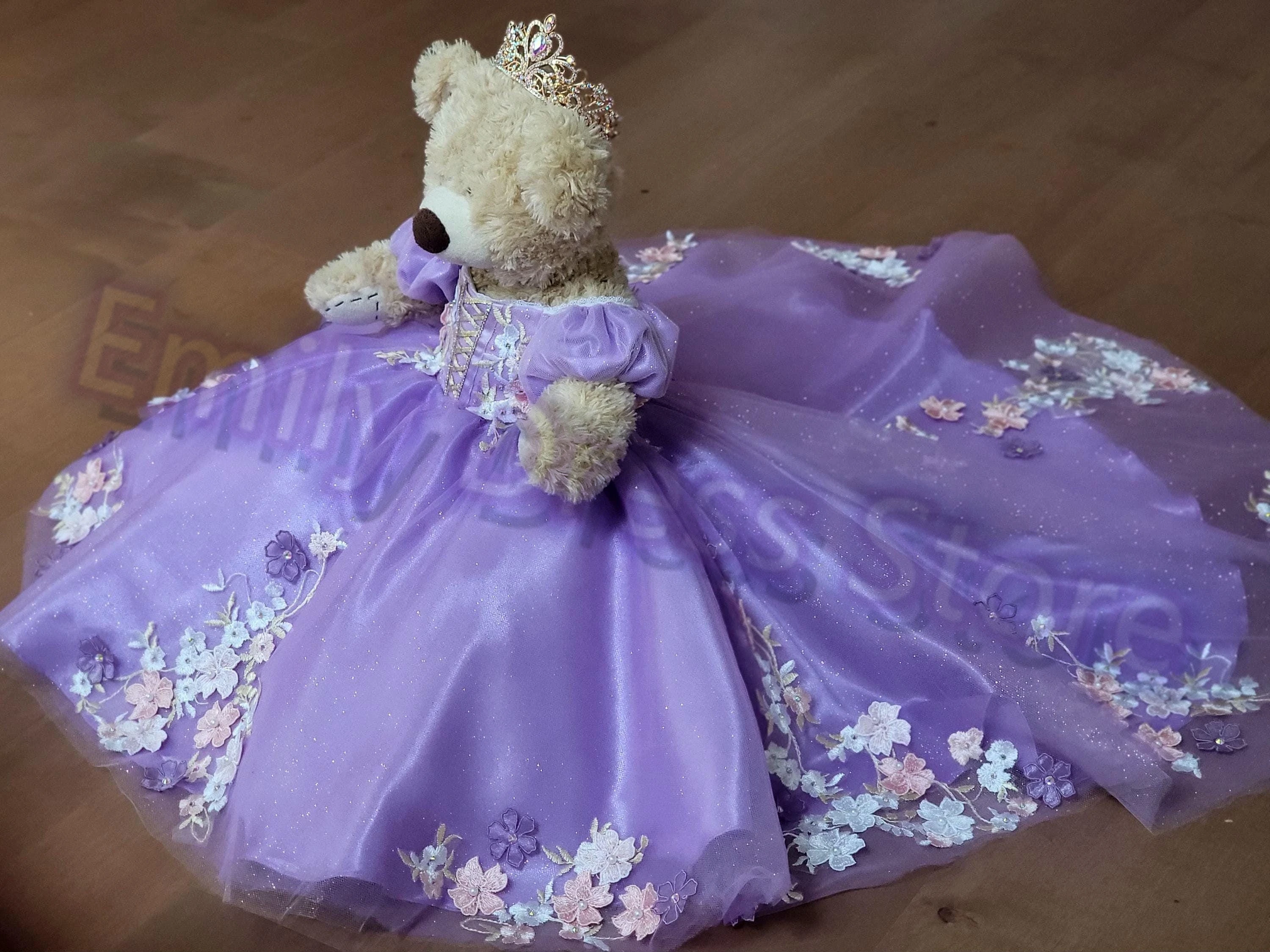 

Customized Purple Flower Girl Dress For Wedding Tulle Puffy Lace Applique Elegant Baby Kids Birthday First Communion Gown