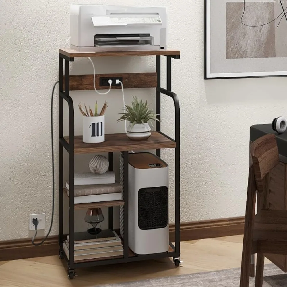 

Large Printer Stand Cart with Charging Station USB Port 3-Tier Printer Stand