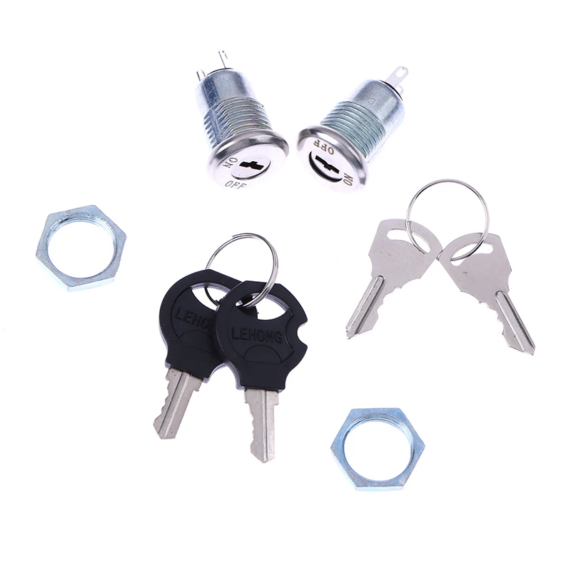 1 Set Phone Lock Security Power Switch S1203 2PIN 2 Keys 12mm Stainless Steel Electronic Key Switch ON OFF Lock Switch